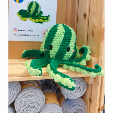 DIY-kit Hel Vattenmelon Bläckfisk – OctopopZ | Amigurumi Virkpaket 🍉🐙