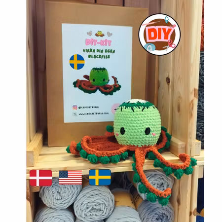 DIY-kit Kiwi Bläckfisk – OctopopZ | Amigurumi Virkpaket 🥝🐙