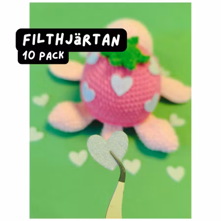Filt-Hjärtan Vita 10-pack | Till Amigurumi, Virkade Gosedjur & Turtellini 🤍