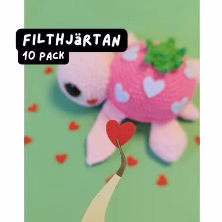 Filt-Hjärtan Röda 10-pack | Till Amigurumi, Virkade Gosedjur & DIY-Projekt ❤️