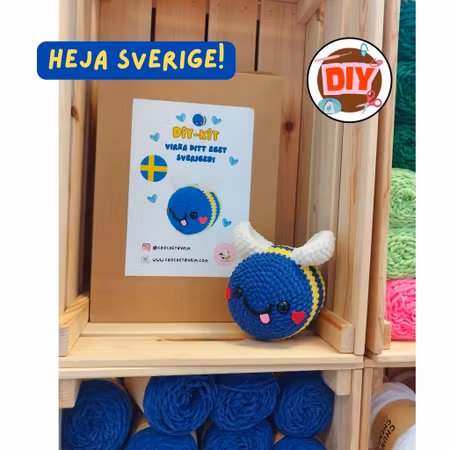 🐝 DIY-kit Sverigebi Blå – Virka ditt eget Sverigebi! 💙💛