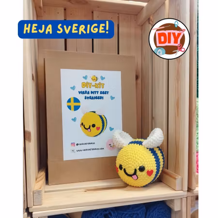 🐝 DIY-kit Sverigebi Gul – Virka ditt eget Sverigebi! 💙💛