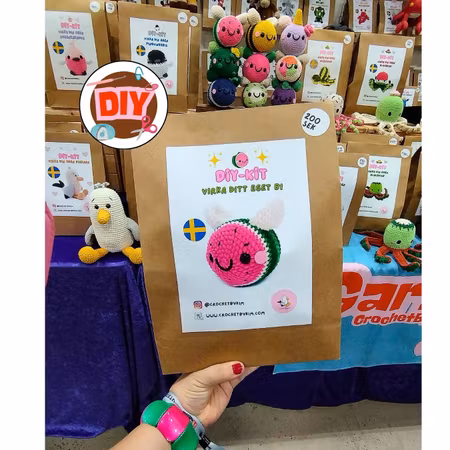 DIY Kit Jelly Bi Vattenmelon• Virkset gosedjur • Skapa ditt eget bi • Crochetbykim