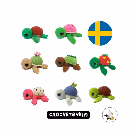 VIRKMÖNSTER Turtellini sköldpadda • 8 i 1 • amigurumi virkbeskrivning • crochetbykim • PDF