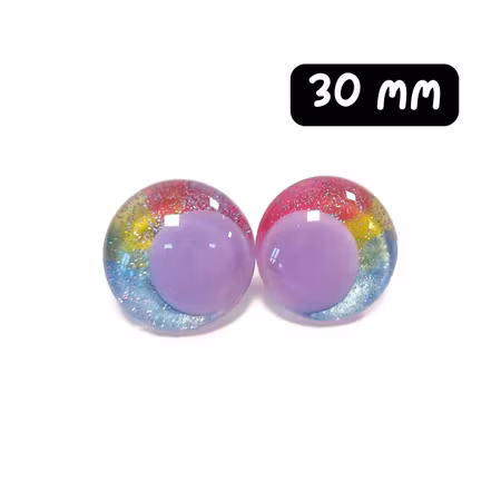 Handmålade Lila regnbågsögon Off center Sinker Eyes 30 mm