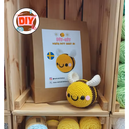 DIY Kit Jelly Bi Original• Virkset gosedjur • Skapa ditt eget bi • Crochetbykim