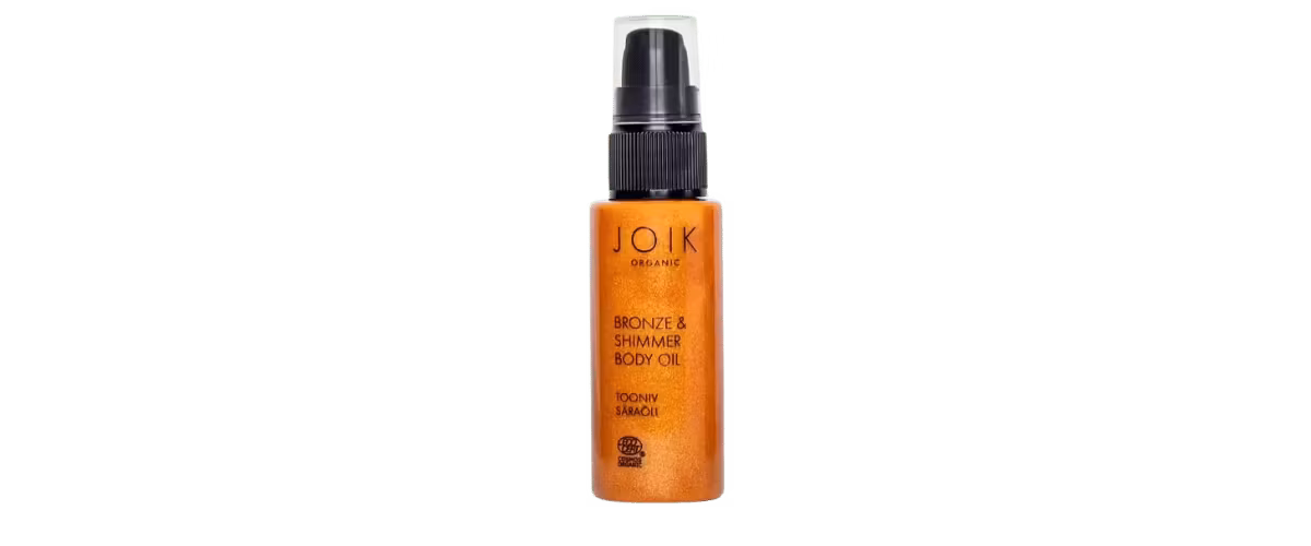 Joik Bronze and Shimmer Body Oil – Økologisk skimmerolje som gir huden en solkysset bronseglød med nærende tindved, arganolje og sheasmør.