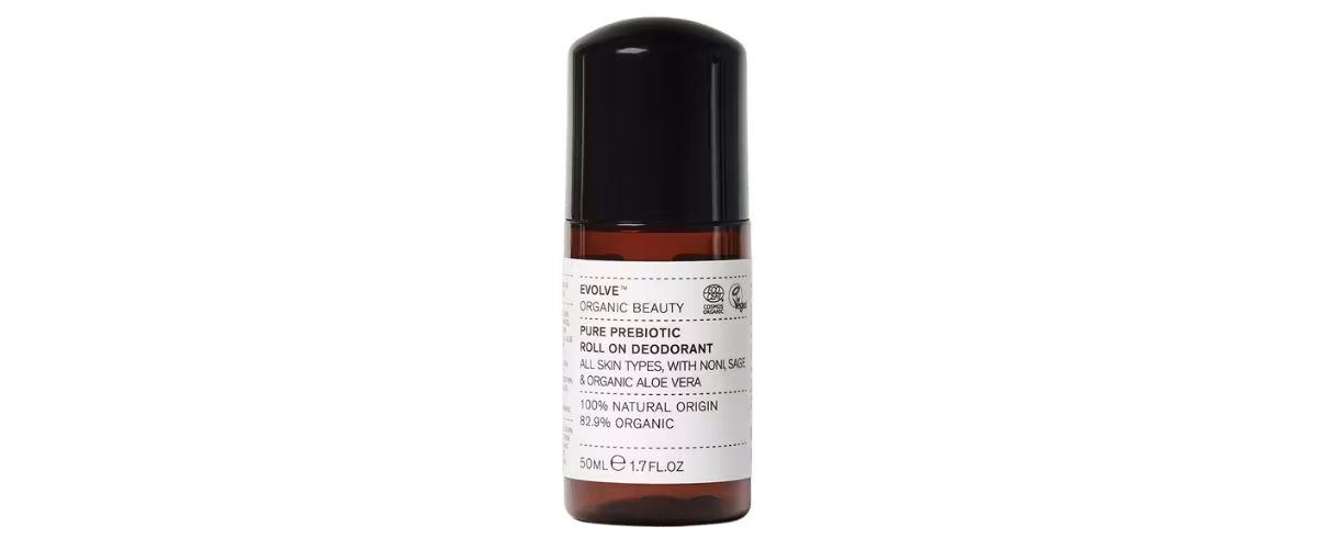 Evolve Pure Prebiotic Roll-On Deodorant – naturlig, økologisk og aluminiumfri deodorant med prebiotika, aloe vera og salvieolje. Vegansk.