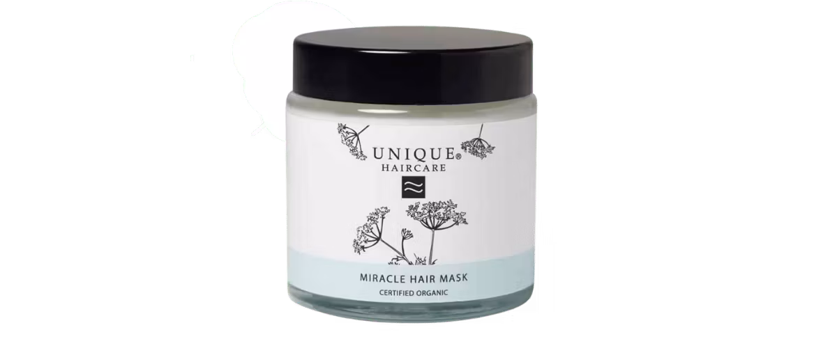 Unique Beauty Miracle Hair Mask – økologisk hårkur med sheasmør som reparerer skadet hår, gjenoppretter fuktighet og gir mykt, glansfullt hår.
