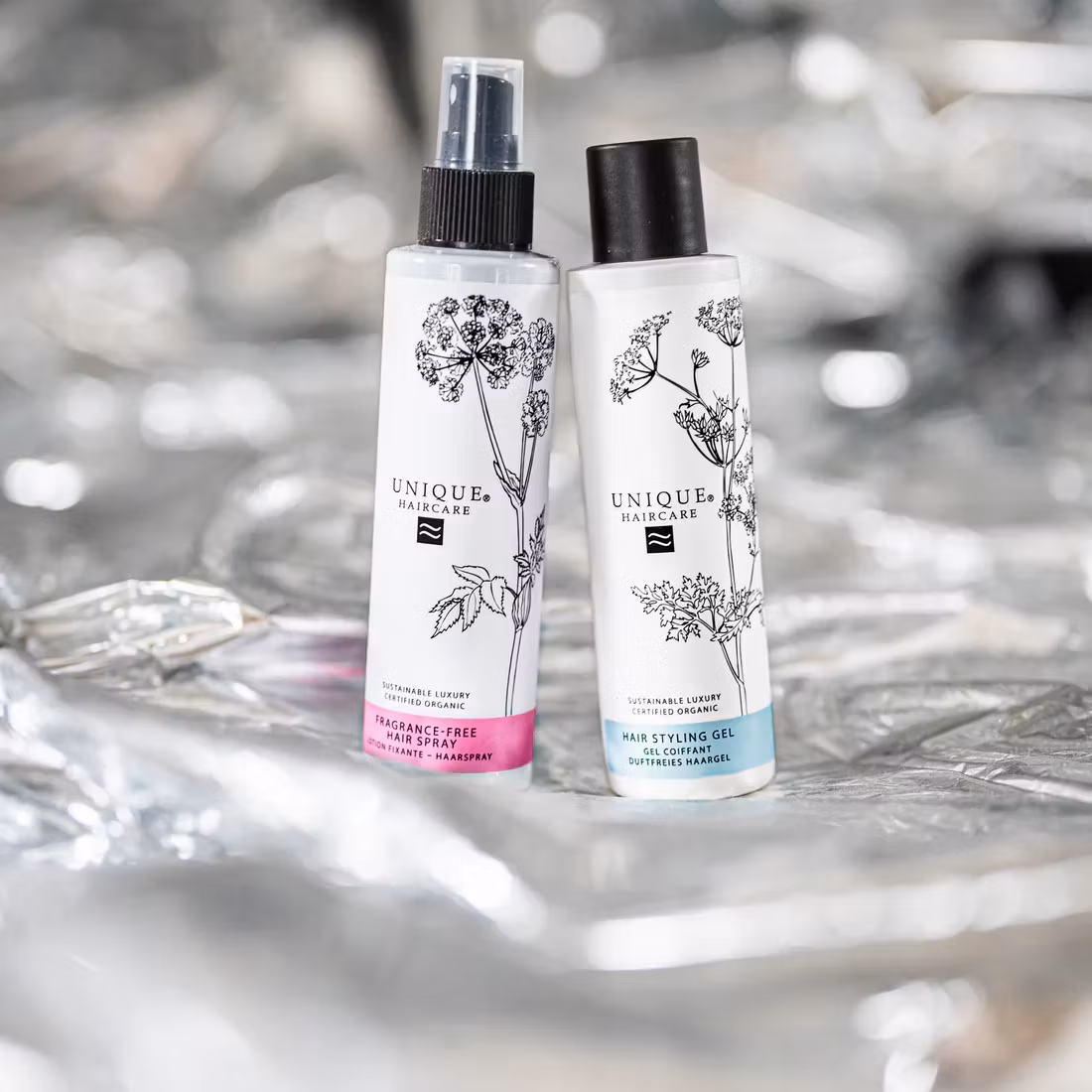 Unique Beauty Hair Styling Gel – økologisk, vegansk hårgelé med sterkt hold. Duftfri, ikke klebrig og lett å vaske ut. Perfekt for styling og krøller.