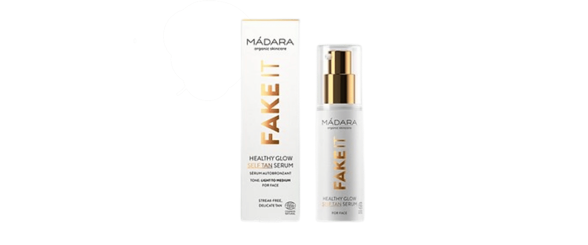 Madara Fake It Self Tan Face Serum – lett selvbruning for ansiktet med fuktgivende bringebærfrøolje, hyaluronsyre og vitamin E.