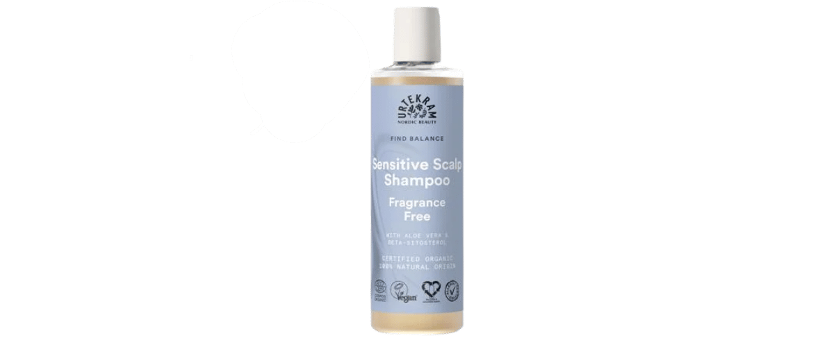 Urtekram Sensitive Scalp Shampoo – mild, duftfri sjampo med aloe vera som beroliger sensitiv hodebunn og gir fuktighet, glans og et sunt hår.