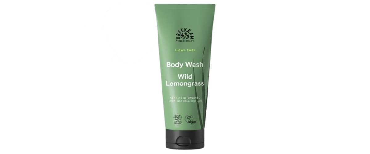 Urtekram Blown Away Wild Lemongrass Body Wash – økologisk, vegansk dusjgelé med frisk duft av sitrongress og sitrus. Skånsom rens for myk hud.