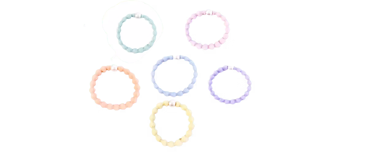OnFleek Hoops Bubble Pearl – pastellfargede hårstrikker med bobleform og dekorativ perle, skånsomme mot håret og perfekte for en trendy look.