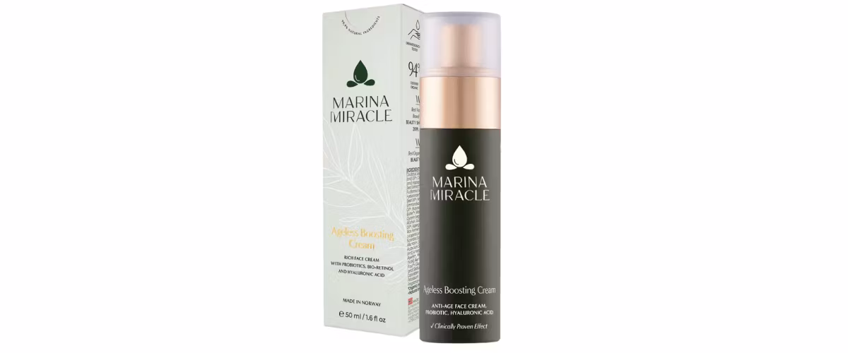 Marina Miracle Ageless Boosting Cream – Rik, naturlig anti-age krem med bio-retinol og probiotika. Revitaliserer og styrker moden hud.