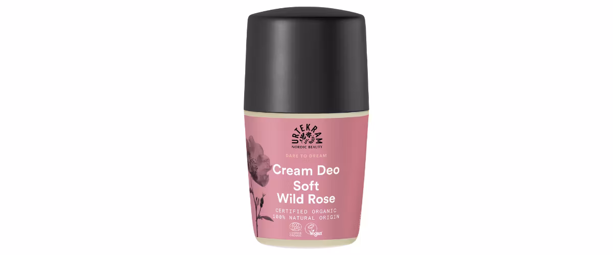 Urtekram Soft Wild Rose Cream Deo – Økologisk roll-on deodorant med villrose og aloe vera. Naturlig og vegansk luktbeskyttelse.