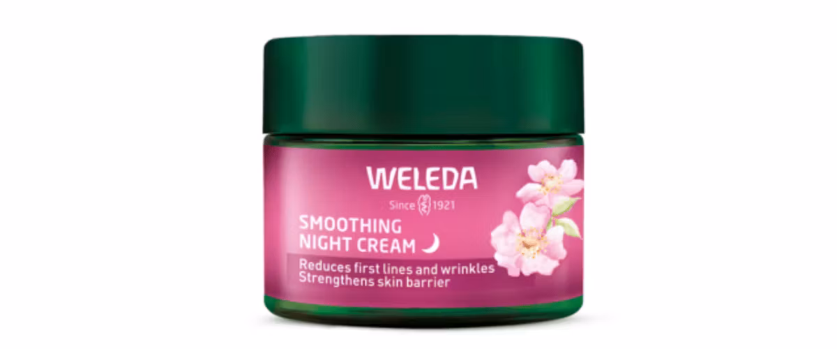 Weleda Smoothing Night Cream – Vegansk nattkrem med villrose og hvit te. Gir glattere hud og styrker hudbarrieren over natten.