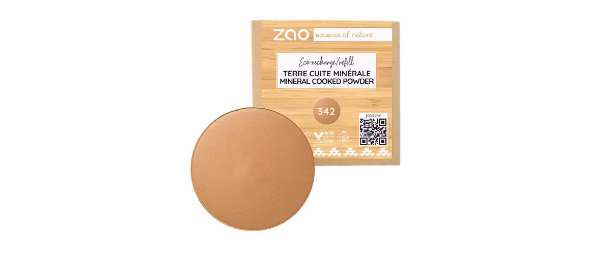 ZAO Refill Mineral Cooked Bronzer 342 Copper Caramel – Økologisk bronser med naturlig glød og lett skimmer.