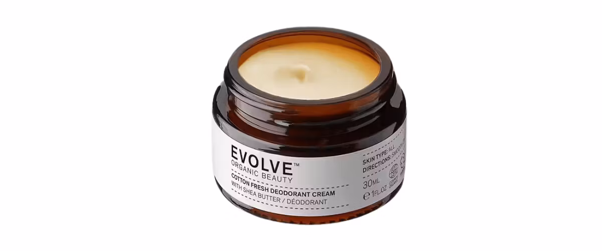 Evolve Cotton Fresh Deodorant Cream – Økologisk, aluminiumfri deodorant med sheasmør, kokosolje og salvie.