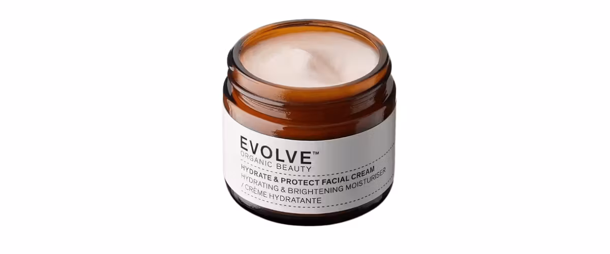 Evolve Hydrate & Protect Facial Cream – Økologisk dagkrem som beskytter mot blått lys og gir huden glød og fuktighet.