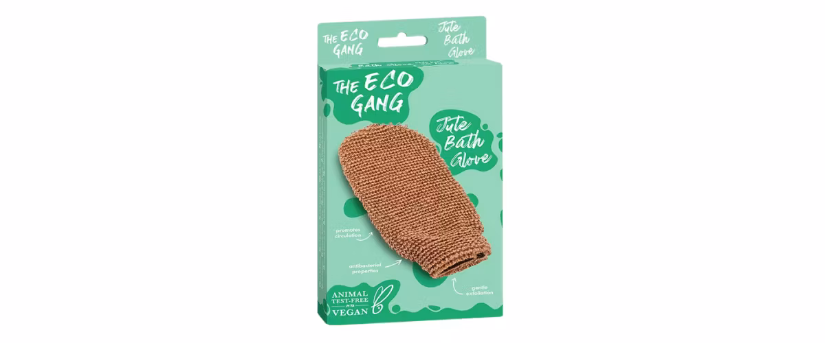 The Eco Gang Jute Bath Gloves – Eksfolierende badeshansker i jute for myk og glødende hud. Veganske og miljøvennlige.