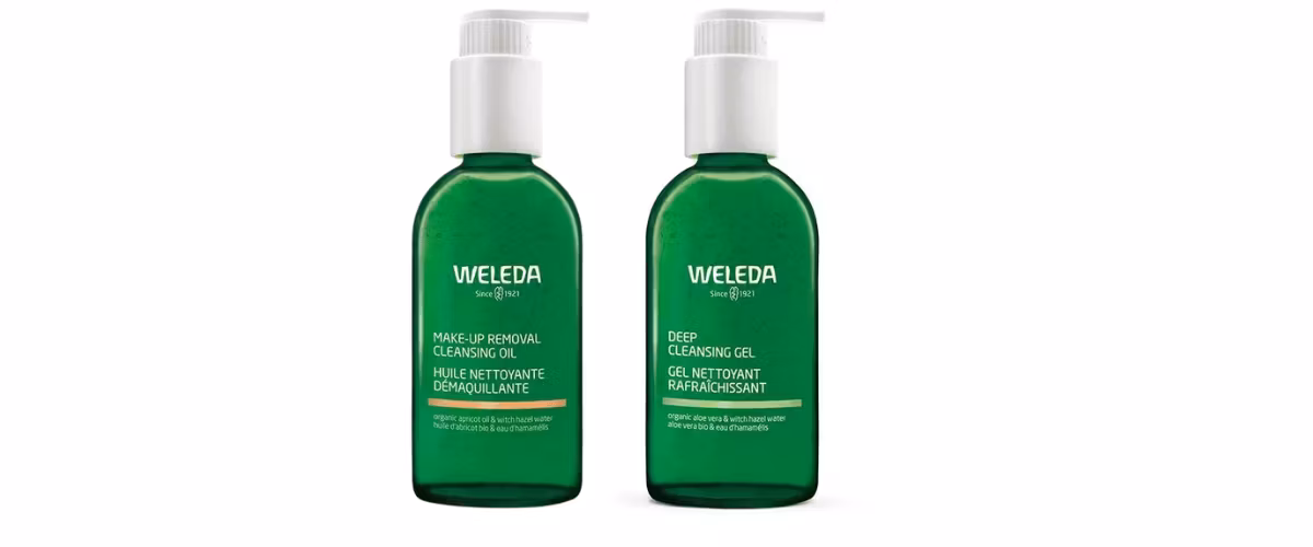 Weleda Double Cleansing Duo med Deep Cleansing Gel og Makeup Removal Cleansing Oil for grundig og skånsom ansiktsrens