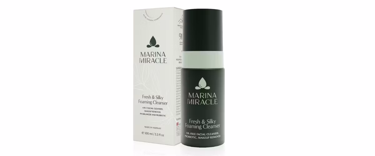 Marina Miracle Fresh & Silky Foaming Cleanser – probiotisk og økologisk skumrens som renser, eksfolierer og balanserer fet og kombinert hud.