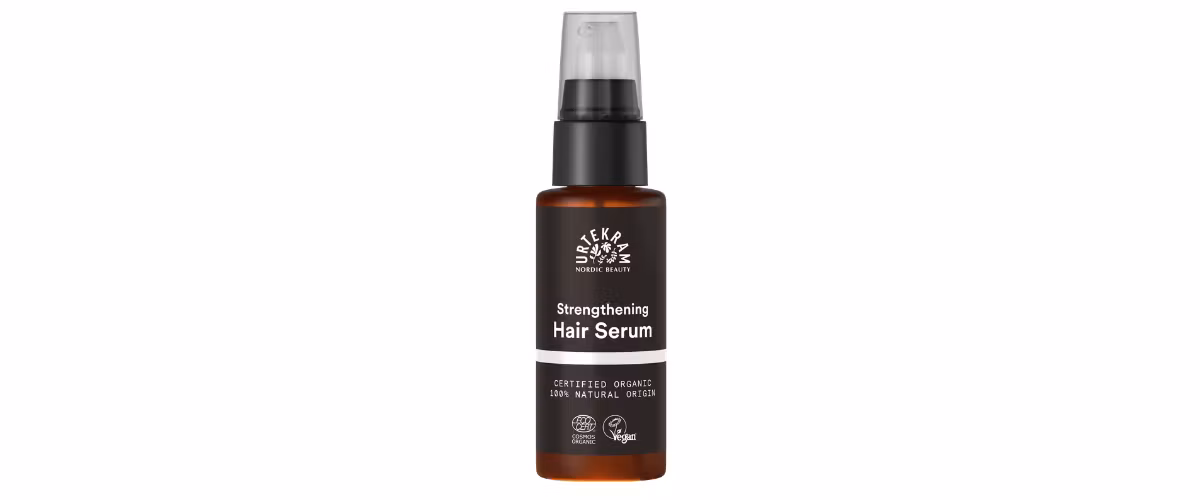Urtekram Strengthening Hair Serum 50 ml naturlig og vegansk hårserum med chiafrø og planteoljer for glans, myke lengder og tørre tupper.