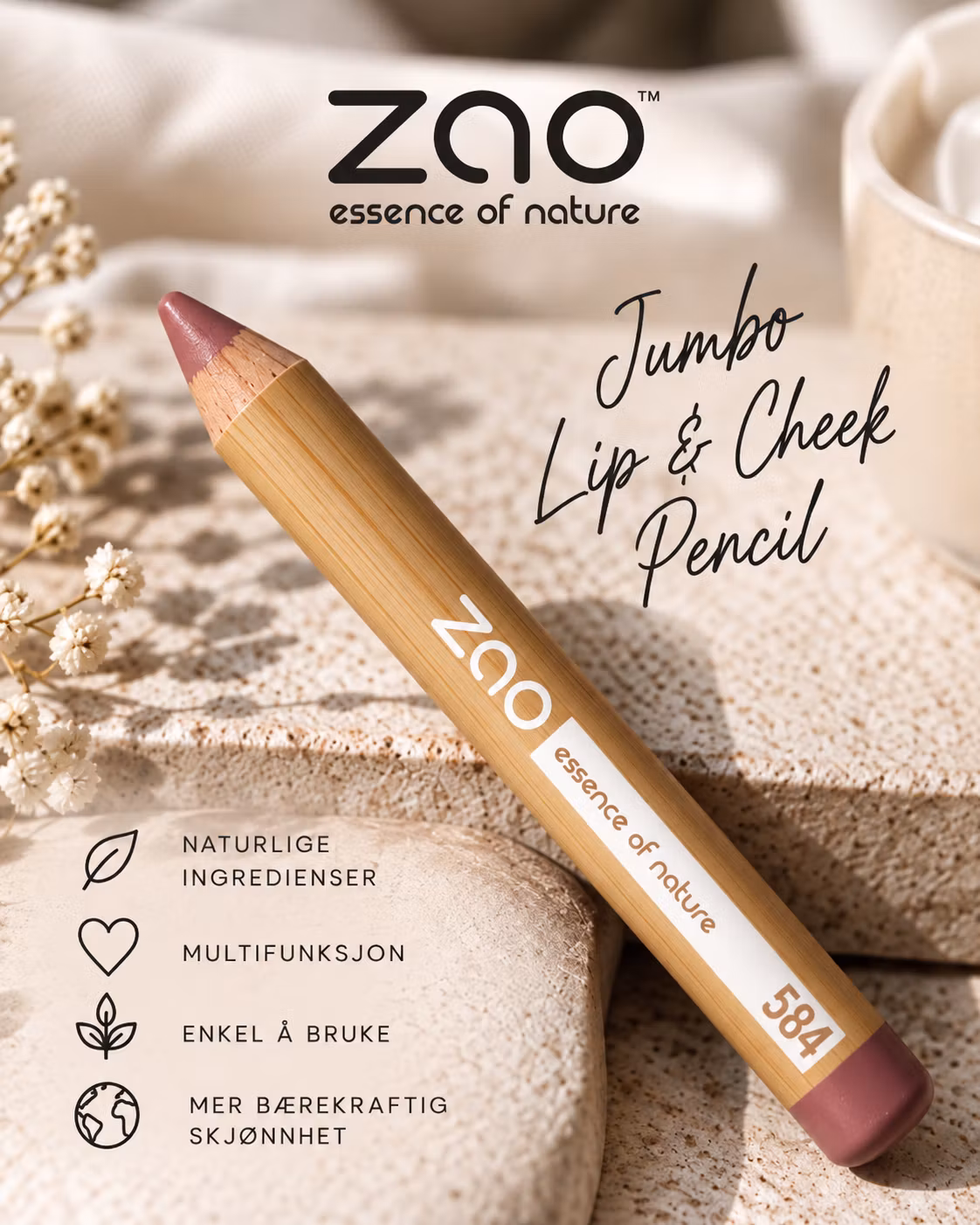 Zao Jumbo Lip & Cheek Pencil Rosewood