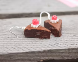 Earrings, Kladdkakor with Whipped Cream & Raspberries