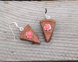 Earrings, Kladdkakor with Whipped Cream & Raspberries