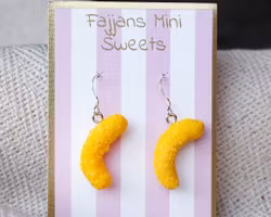 Earrings, cheese doodles