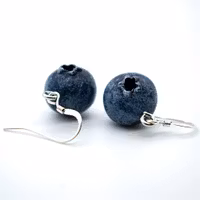 Earrings, blueberry