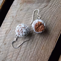 Earrings, chocolate balls with coconut