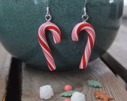 Earrings, Candy Cane