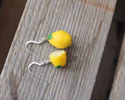 Örhängen, citroner en hel och en halva.