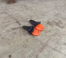 Örhängen, halloweenpumpor med häxhatt