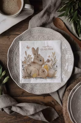 Majas Påskservetter med texten En äggstra Glad Påsk