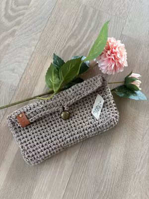 Virkad, avlång Väska, Nougat beige