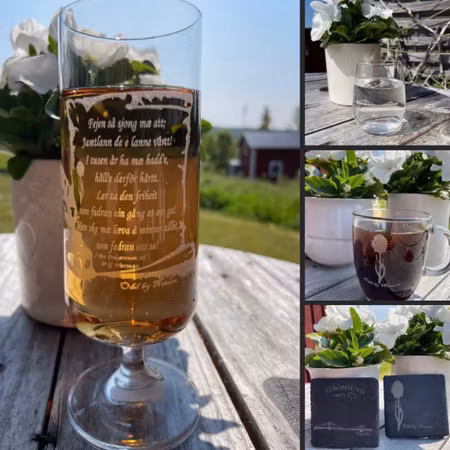 Graverat Glasunderlägg Jämtland - Brunkulla - Skiffer