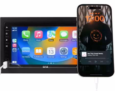 GAS MAX MV250-BTD, bilstereo med Apple CarPlay, Bluetooth, handsfree och DAB+