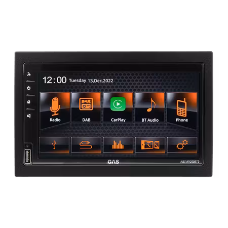 GAS MAX MV250-BTD, bilstereo med Apple CarPlay, Bluetooth, handsfree och DAB+
