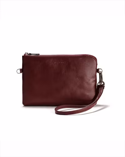 POUCH – small leather pouch, burgundy red