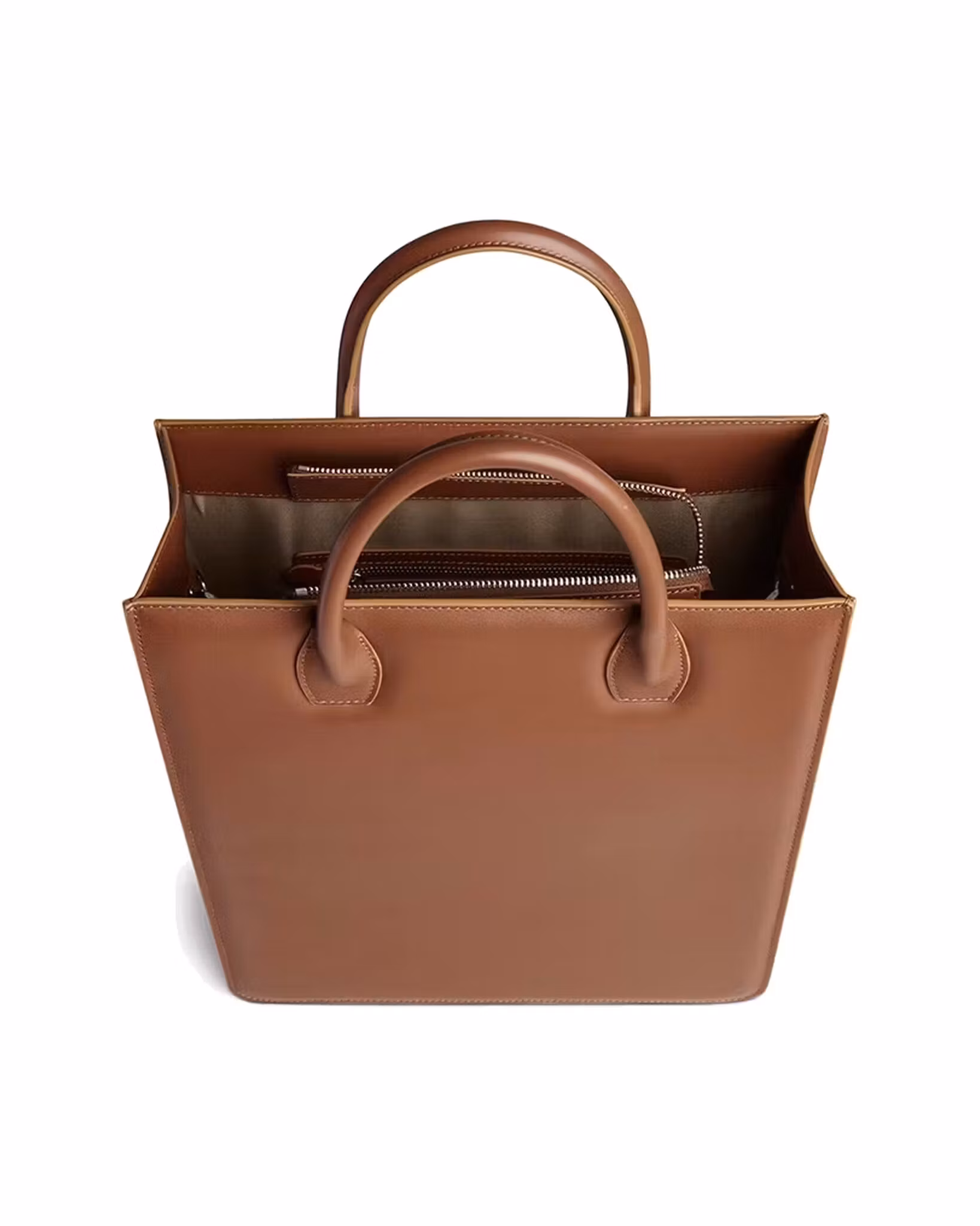 TOTE BAG No 1 Zip – tote bag i skinn, brun