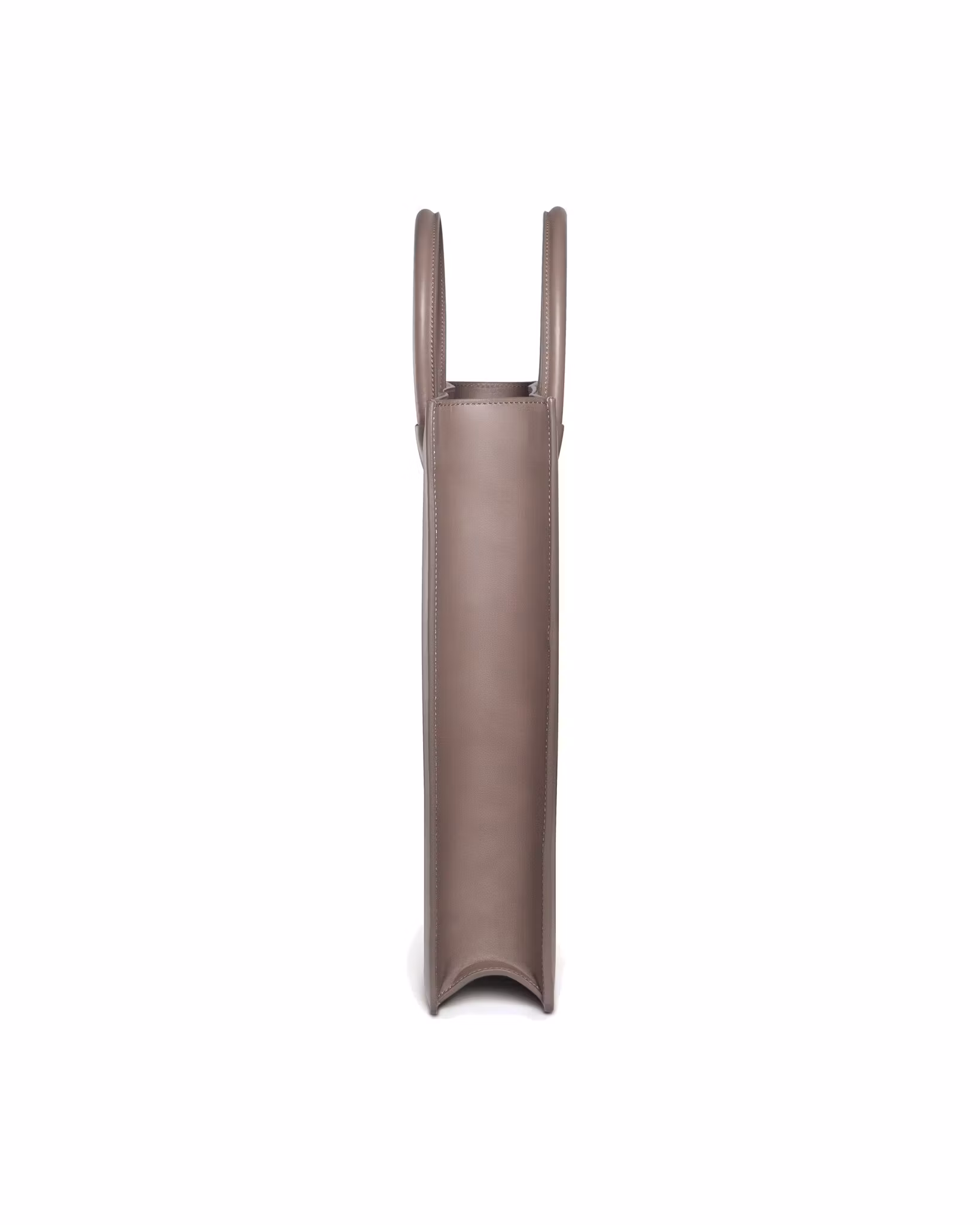 ANTON ALICE Tote Bag No 1 structured leather tote in taupe, side view showing the slim profile
