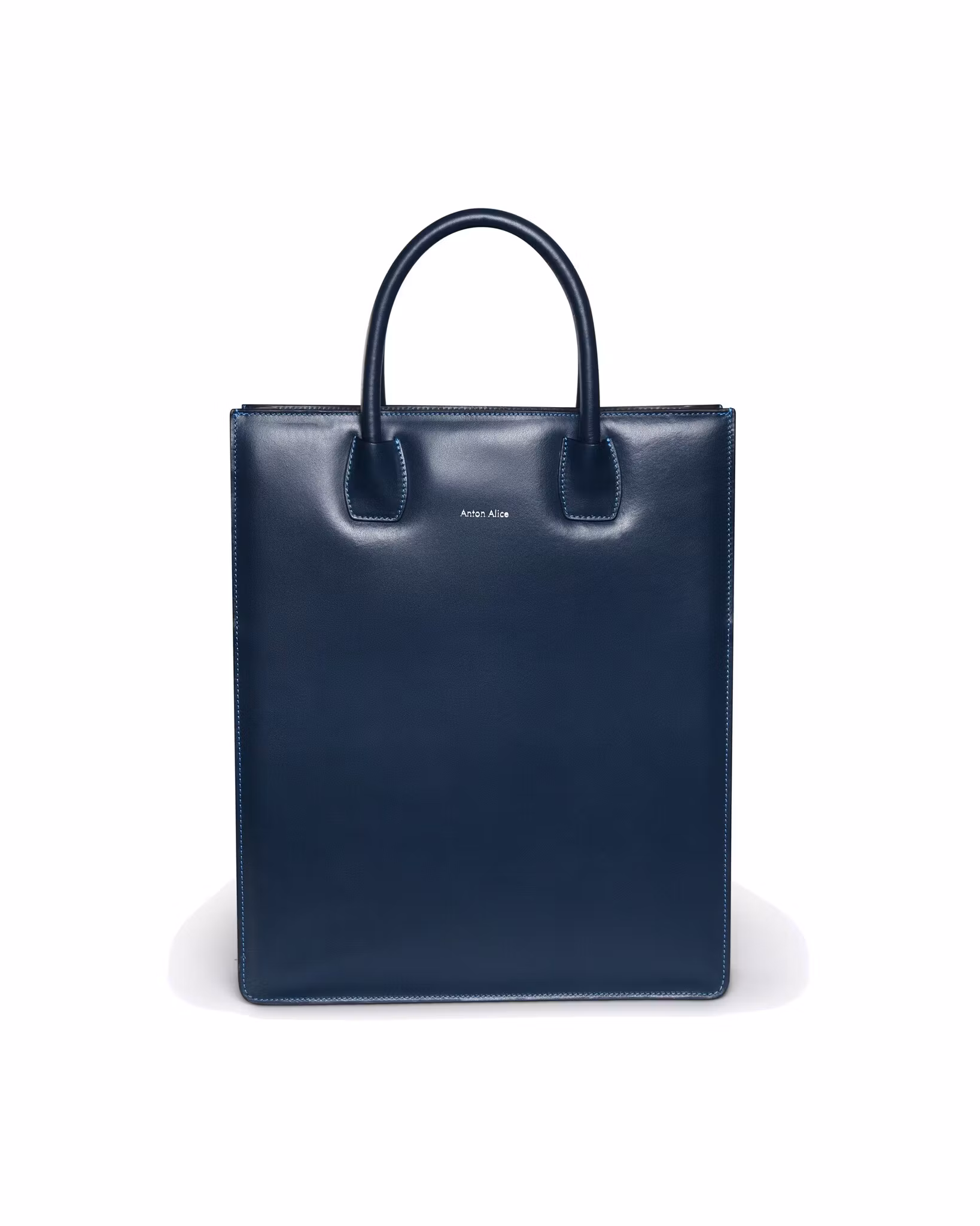ANTON ALICE Tote Bag No 1 structured leather tote in navy blue, front view