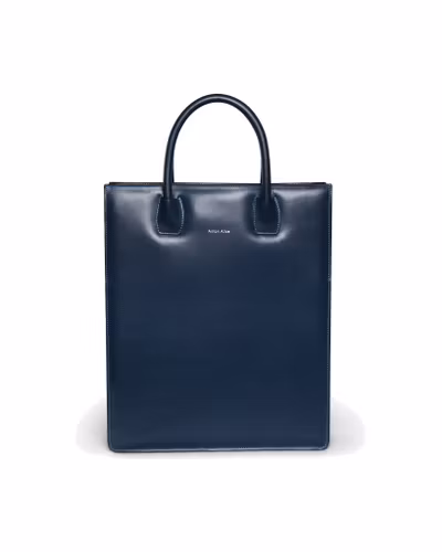 TOTE BAG No 1 – structured leather tote, navy blue