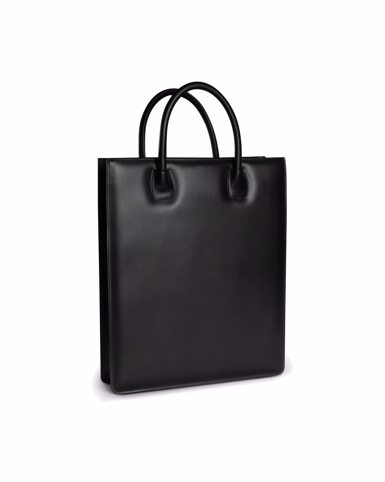ANTON ALICE Tote Bag No 1 structured leather tote in black, seen at an angle
