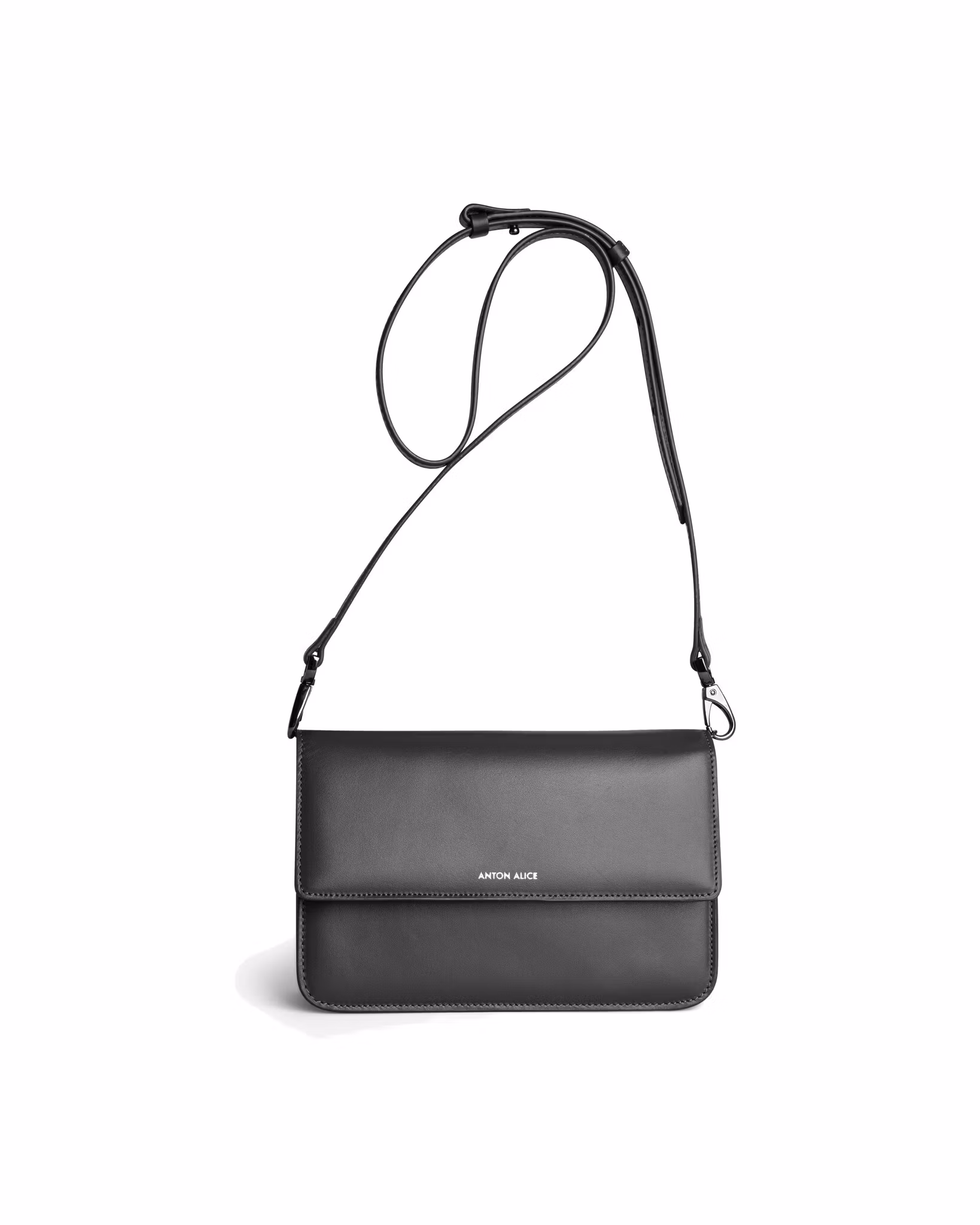ANTON ALICE BAG No 10 Small leather handbag in black, with long crossbody strap