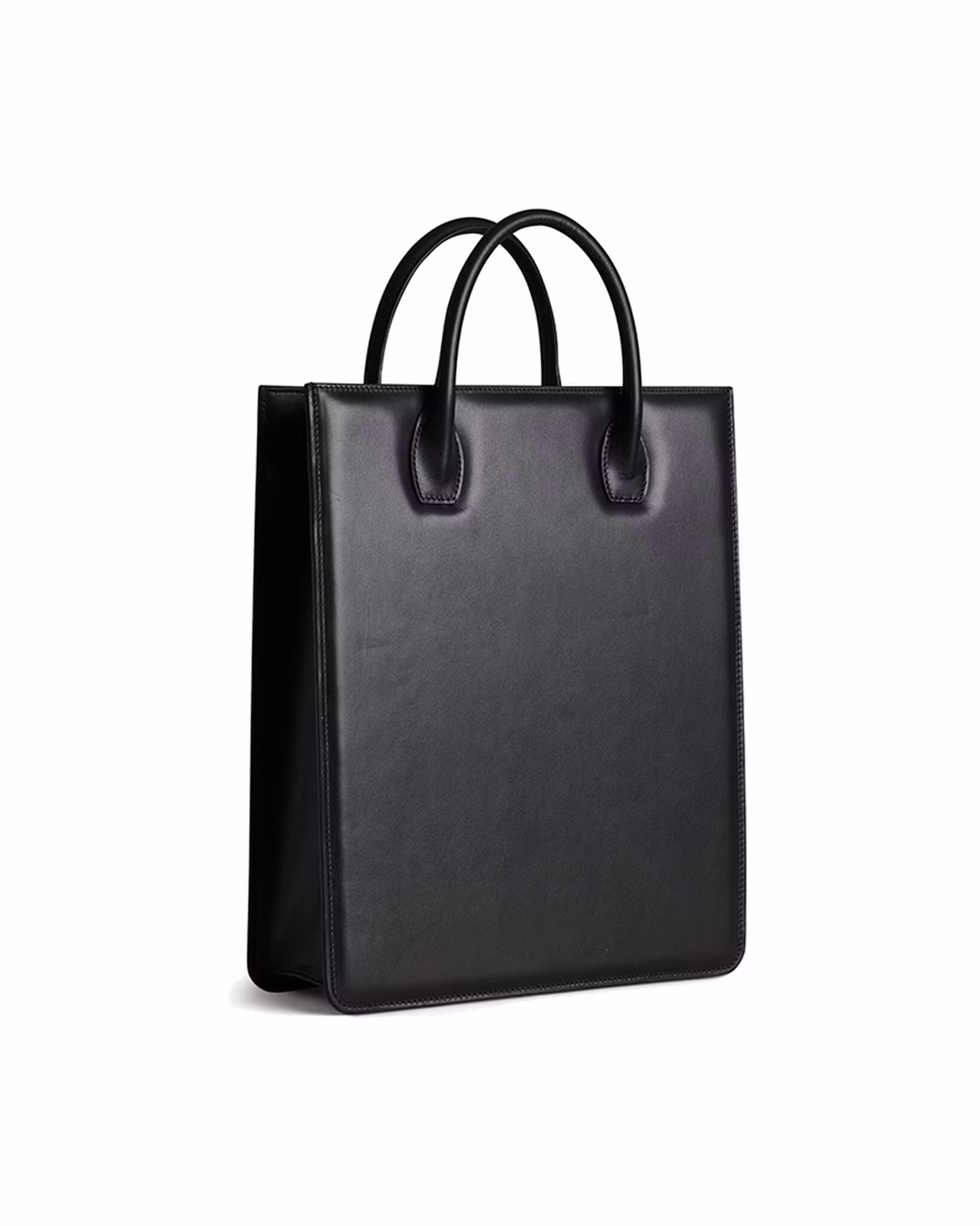 ANTON ALICE Tote Bag No 1 Zip leather tote in black, seen at an angle